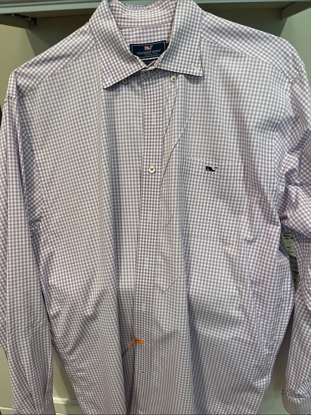 Vineyard Vines Men's Lavender Gingham Button-Down Shirt